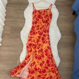 Orange/red/coral midi dress